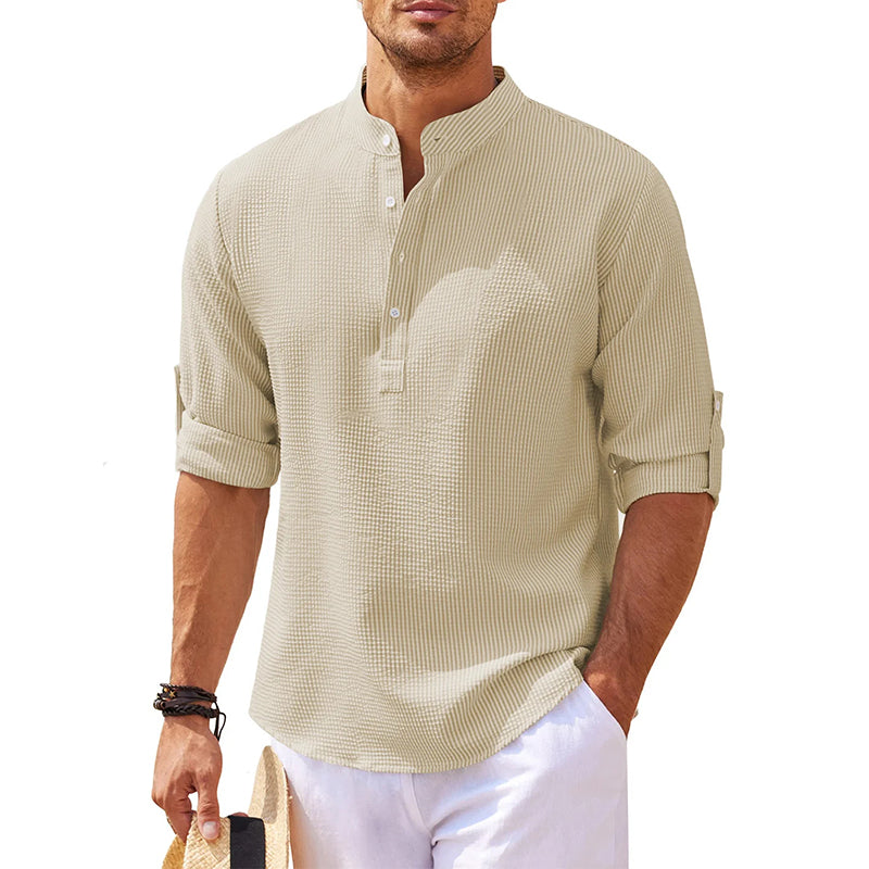 Camicia in Lino Henley a Maniche Lunghe