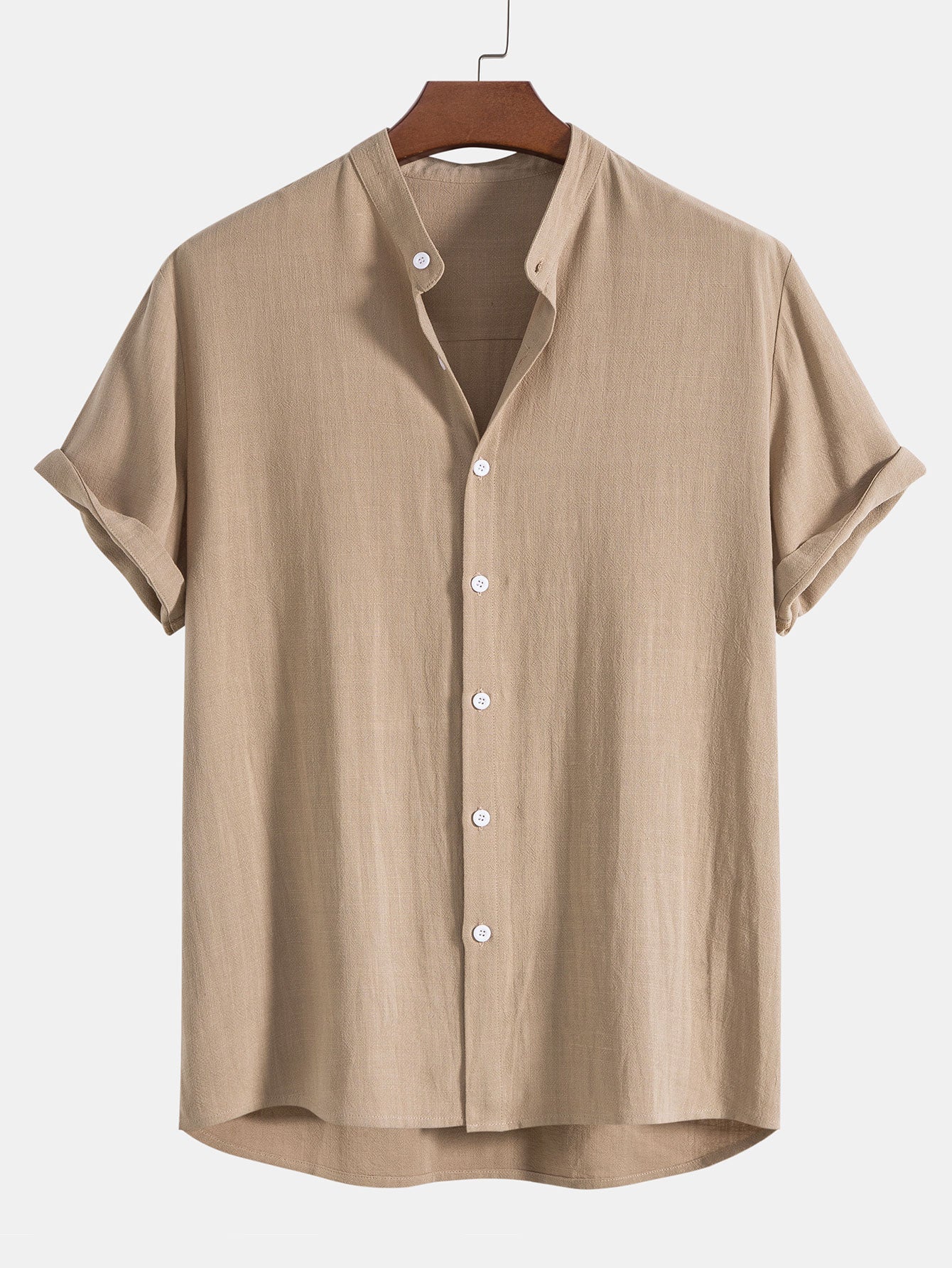 Camicia a Bottoni  - 100% Lino - Taglio Relax - Maniche Corte - Abbigliamento Casual Traspirante