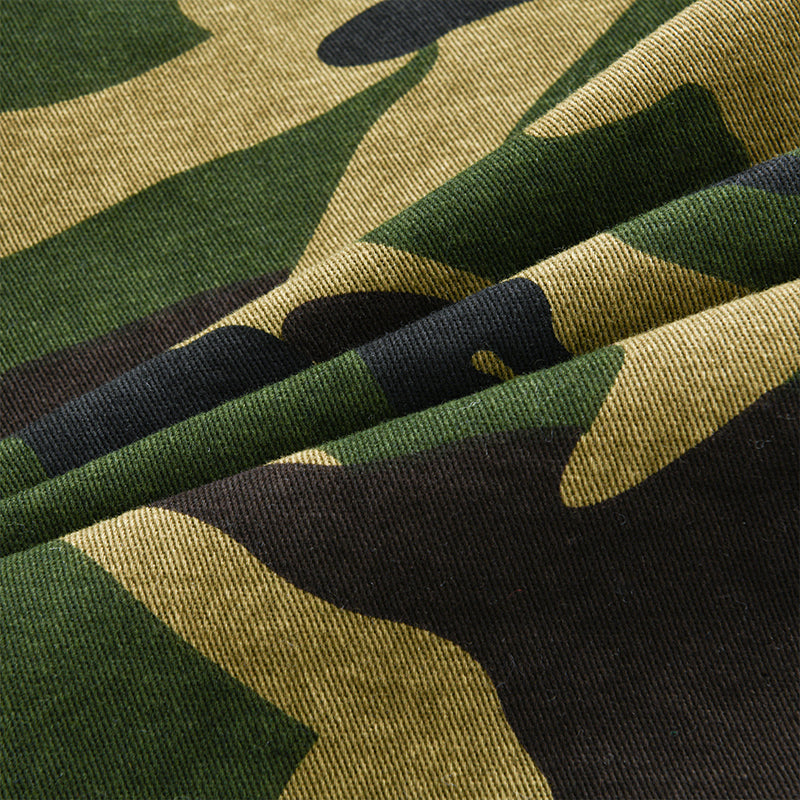 Giacca Retro in Tela Camouflage con Rever