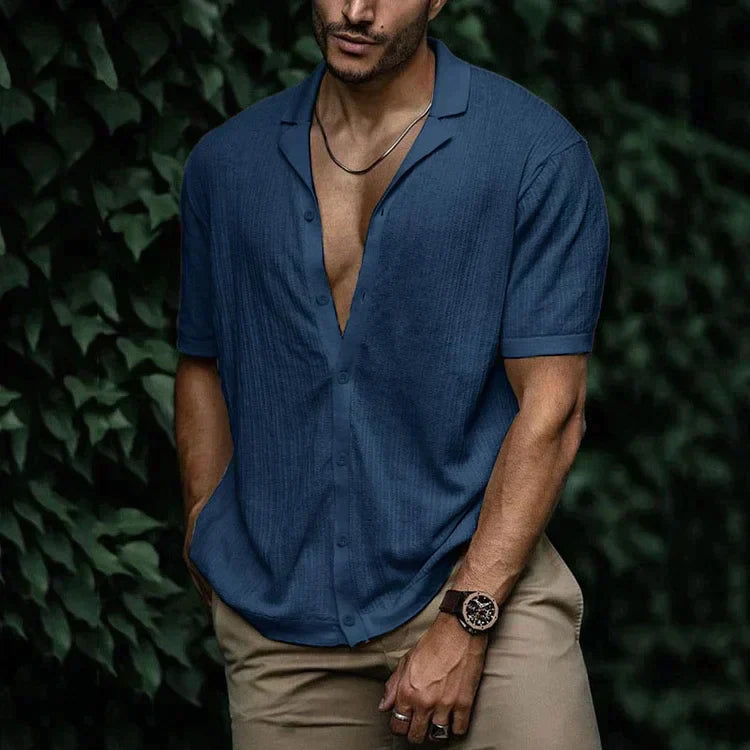 Camicia Estiva in Lino con Chiusura a Bottoni