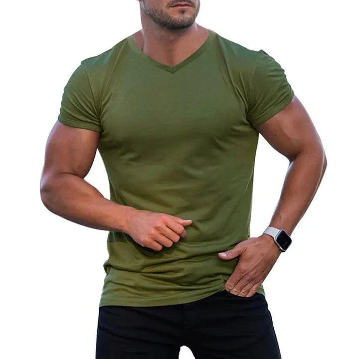 Matteo - T-shirt Slim-Fit con Scollatura a V da Uomo