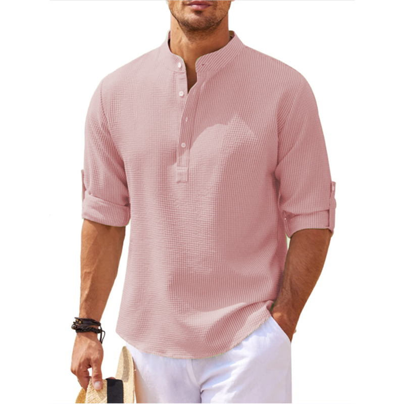 Camicia in Lino Henley a Maniche Lunghe