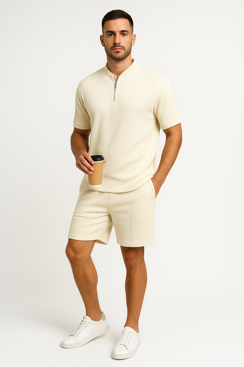 Completo Casual in Maglia a Nido d'Ape