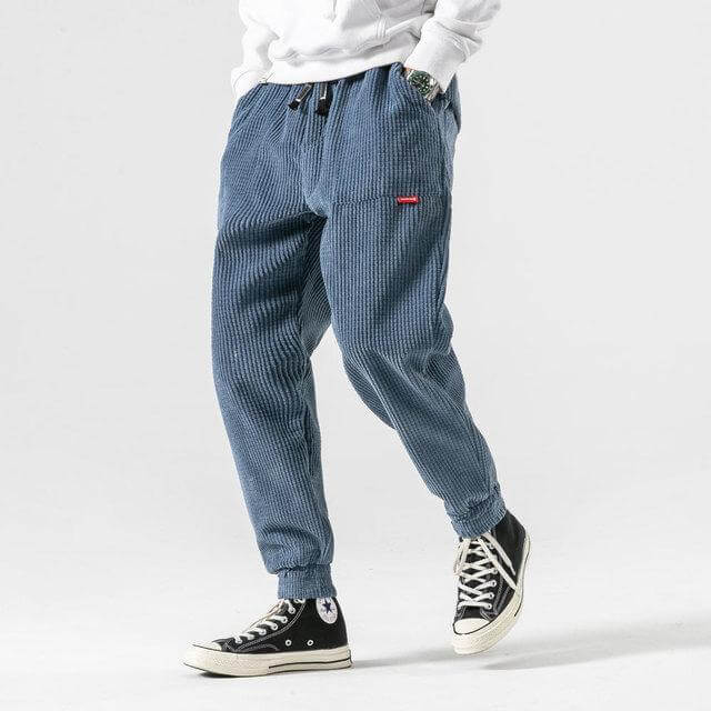 Pantaloni in Velours Côtelé - Taglio Ampio - Chevilles Elastiche - Pantaloni Baggy - Pantaloni da Jogging