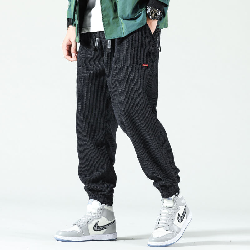 Pantaloni in Velours Côtelé - Taglio Ampio - Chevilles Elastiche - Pantaloni Baggy - Pantaloni da Jogging
