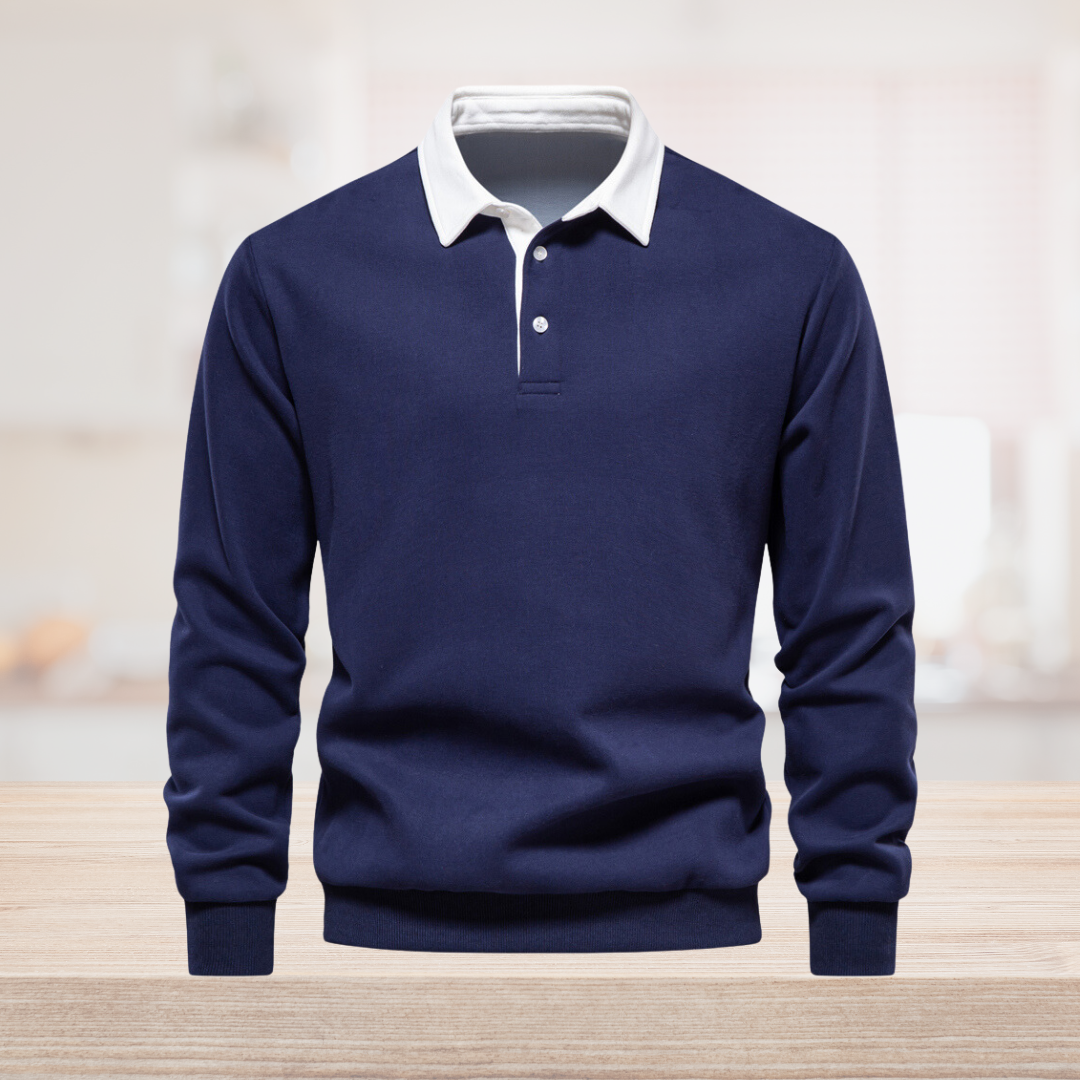 Polo  Elegante a Maniche Lunghe con Collo Classico