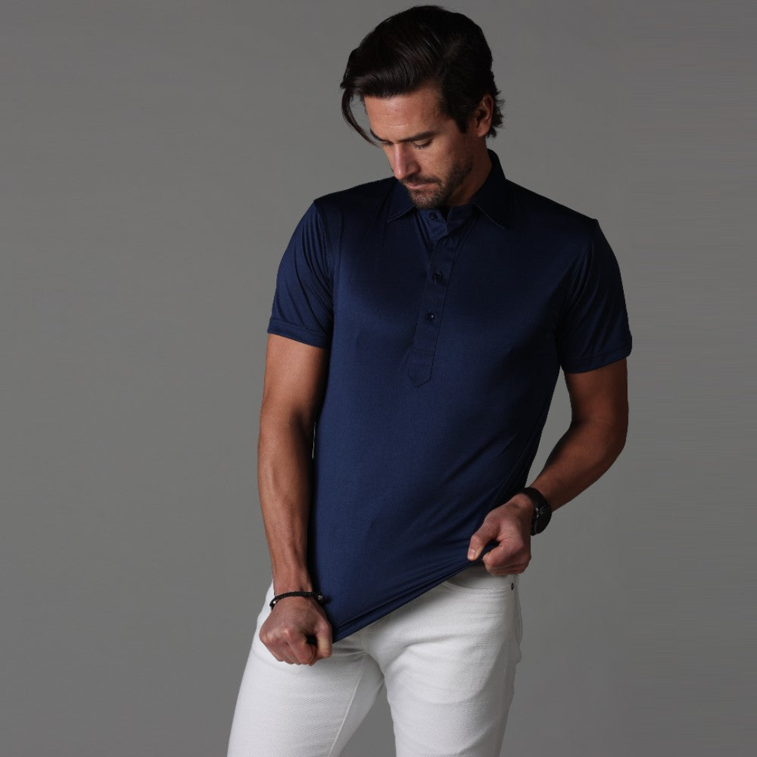Camicia Aderente Elegante Blu Marino