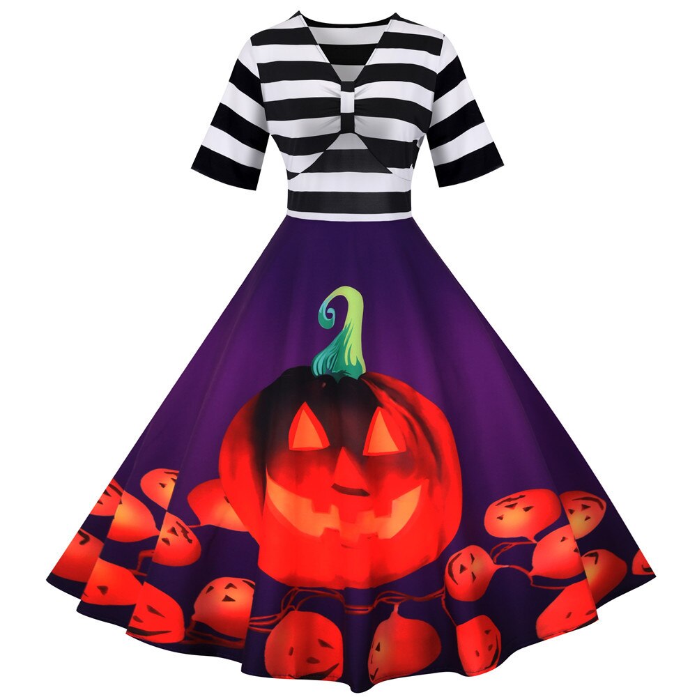Abito di Halloween con stampa di zucca | Midi
