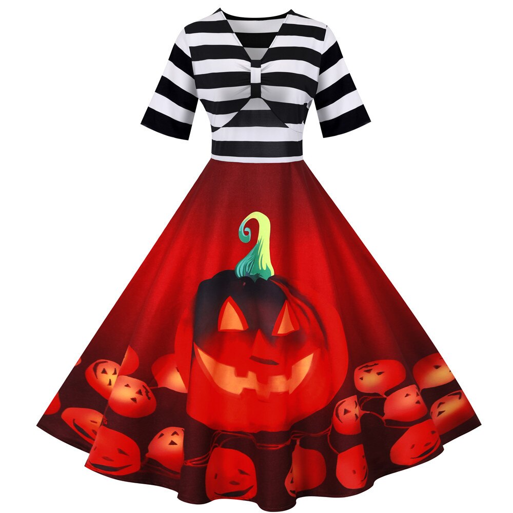 Abito di Halloween con stampa di zucca | Midi