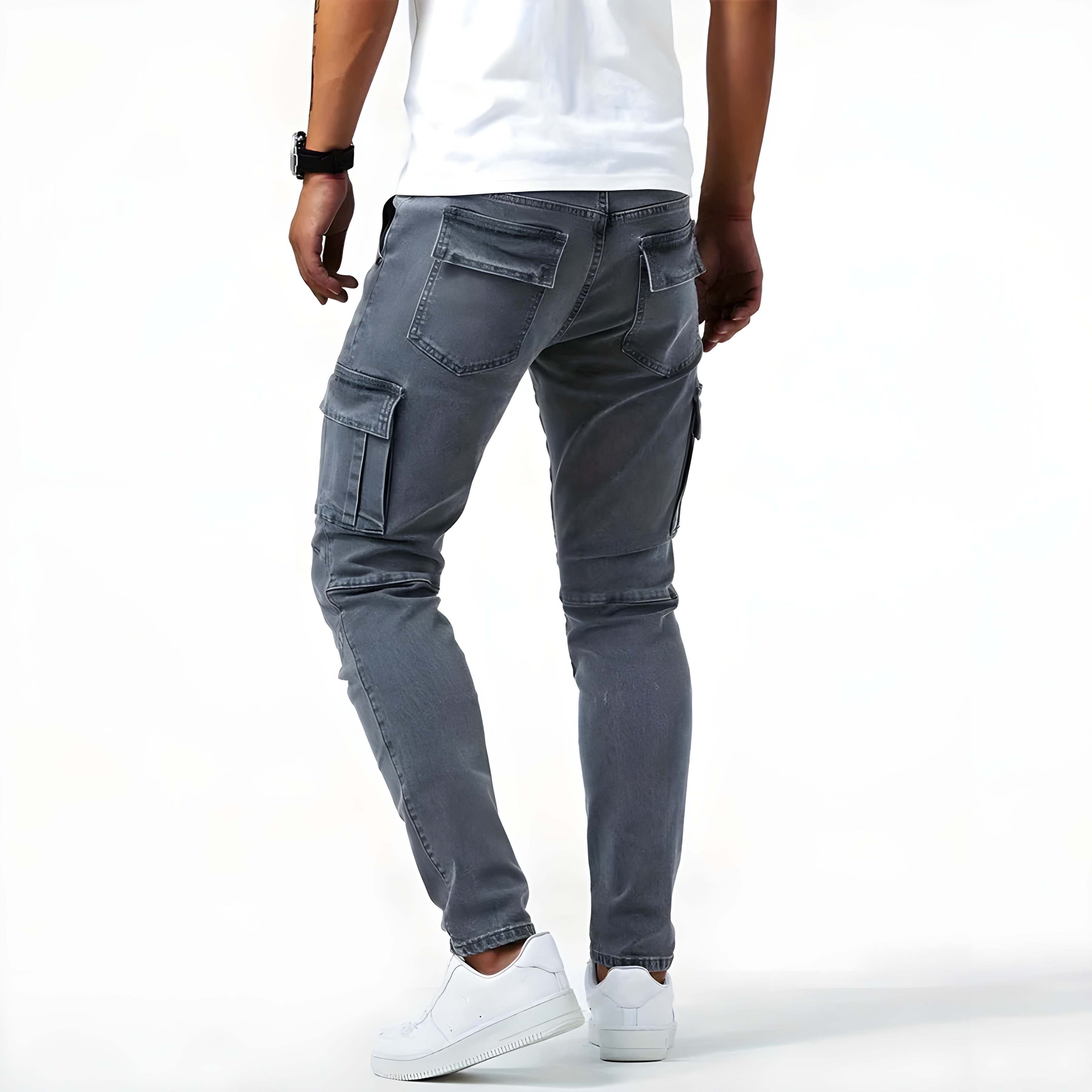 Pantaloni cargo elasticizzati in denim