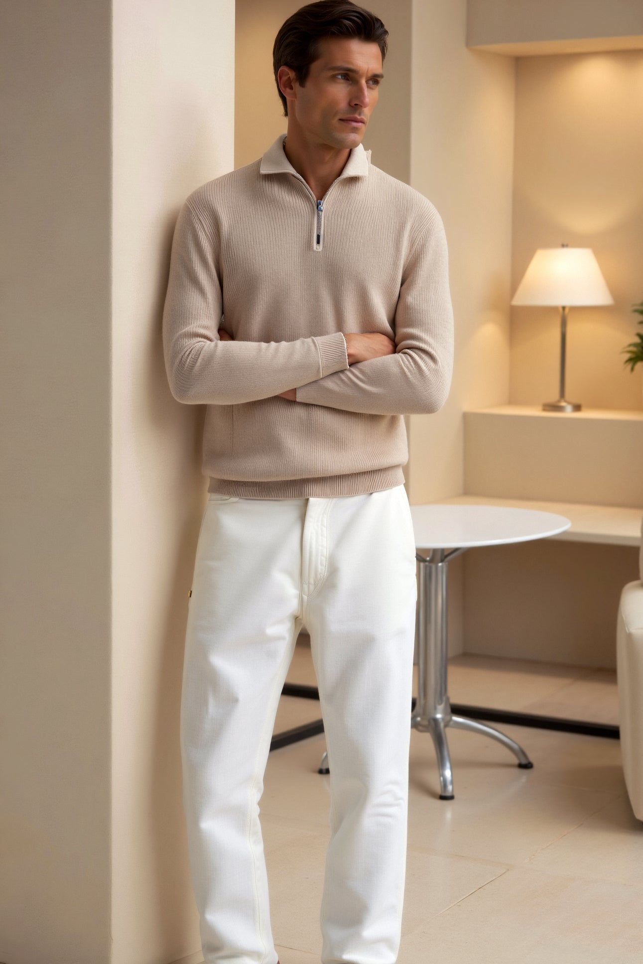 Michele | Felpa Classica in Lana con Zip da Uomo