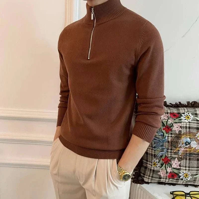 Stefano | Felpa con Zip Lavorata a Maglia da Uomo