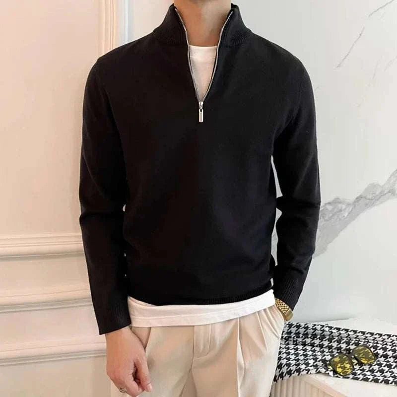 Stefano | Felpa con Zip Lavorata a Maglia da Uomo