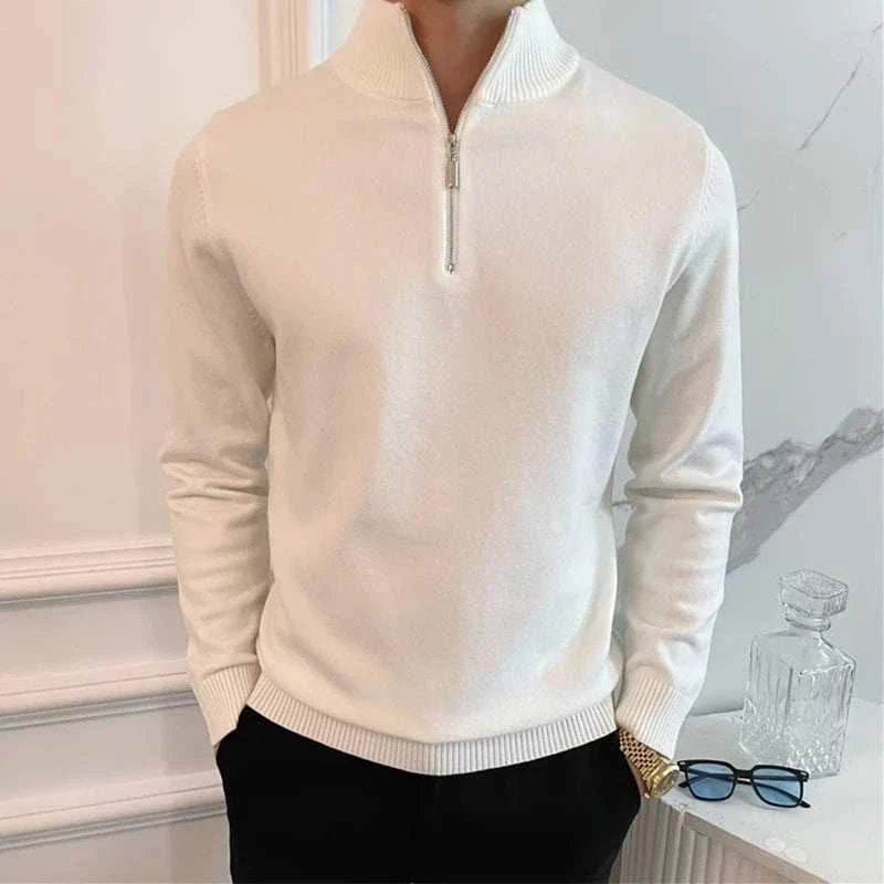 Stefano | Felpa con Zip Lavorata a Maglia da Uomo