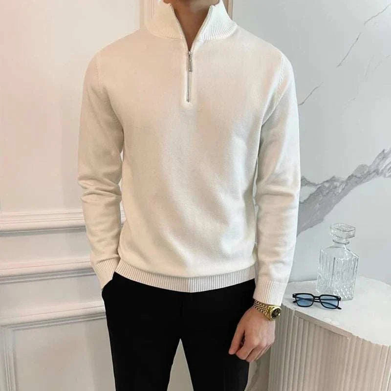 Stefano | Felpa con Zip Lavorata a Maglia da Uomo