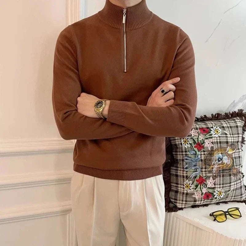 Stefano | Felpa con Zip Lavorata a Maglia da Uomo