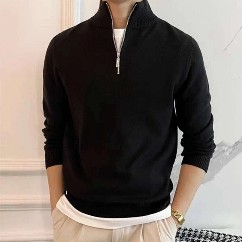 Stefano | Felpa con Zip Lavorata a Maglia da Uomo