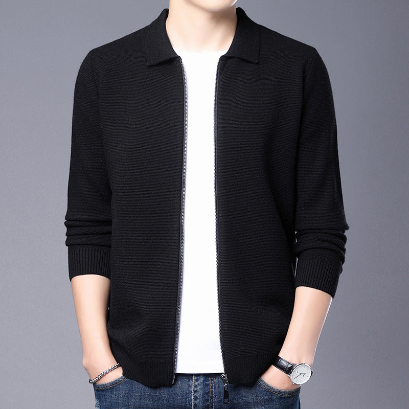 Federico | Cardigan slim in lana con zip per uomo