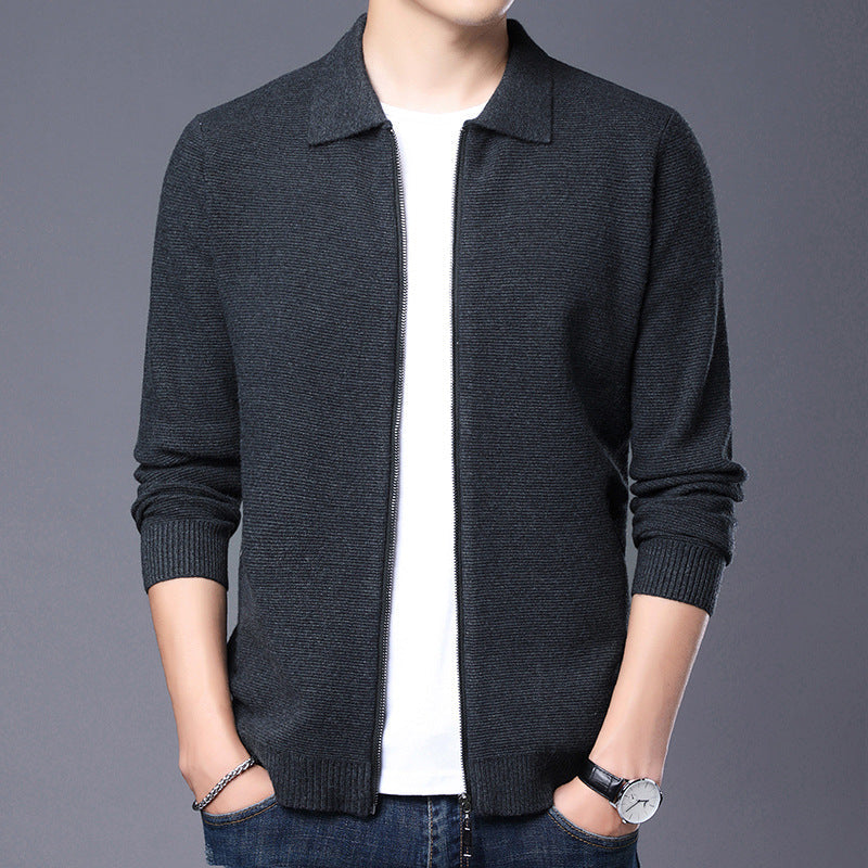 Federico | Cardigan slim in lana con zip per uomo