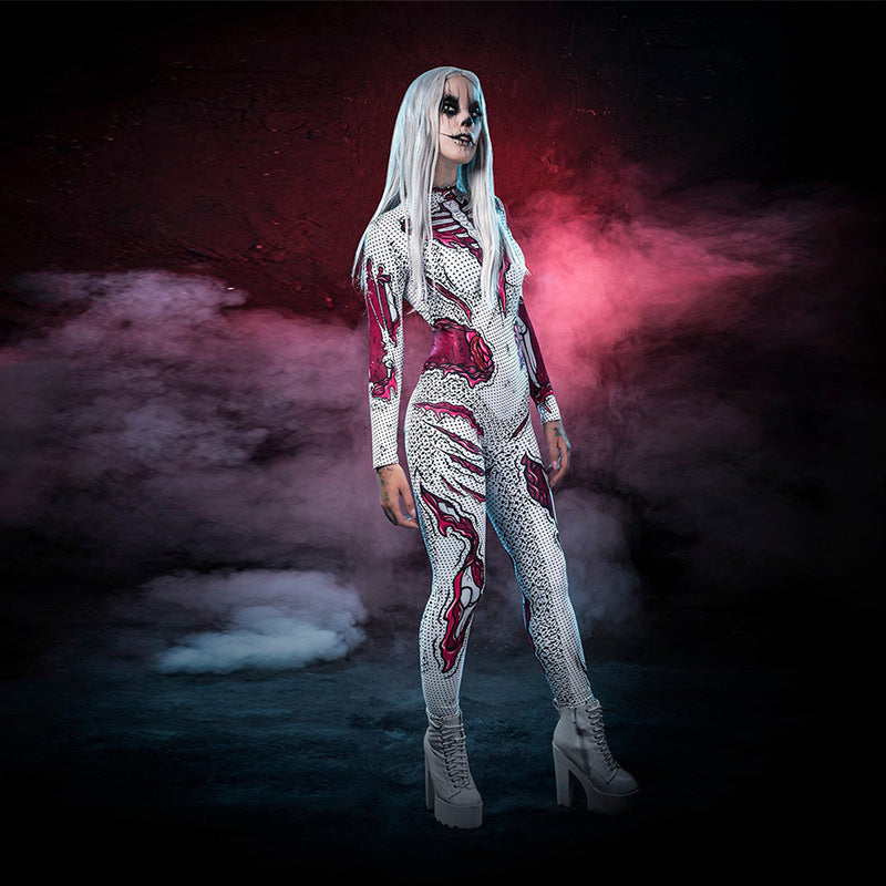 Costume di Halloween con stampa scheletro a maniche lunghe