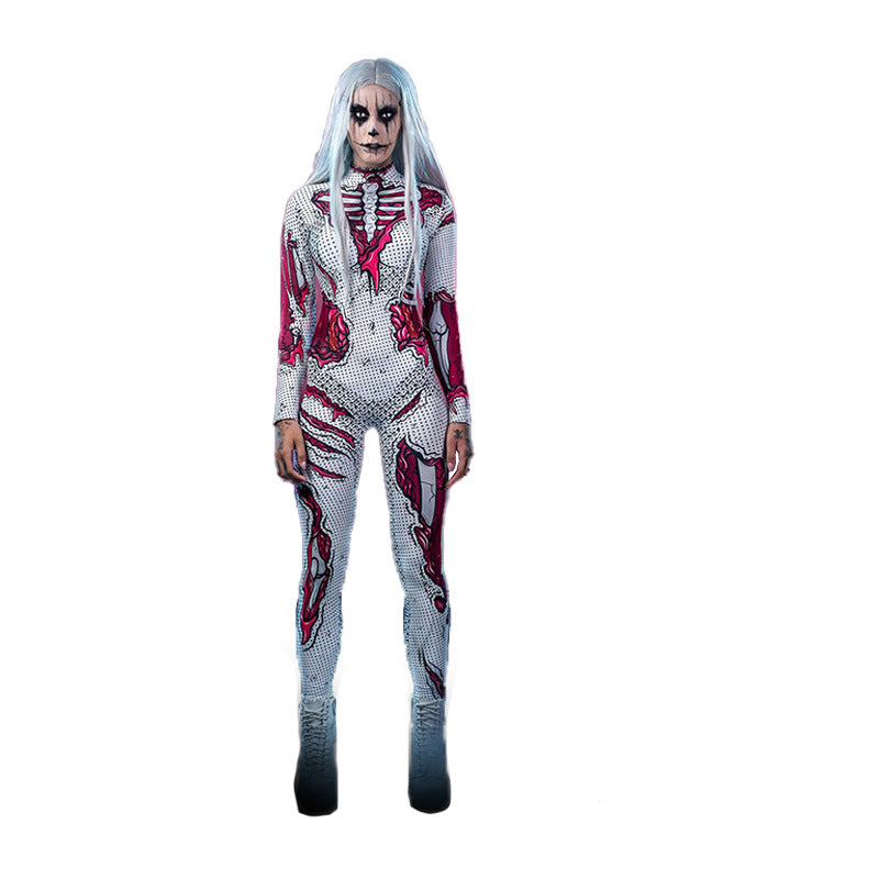 Costume di Halloween con stampa scheletro a maniche lunghe