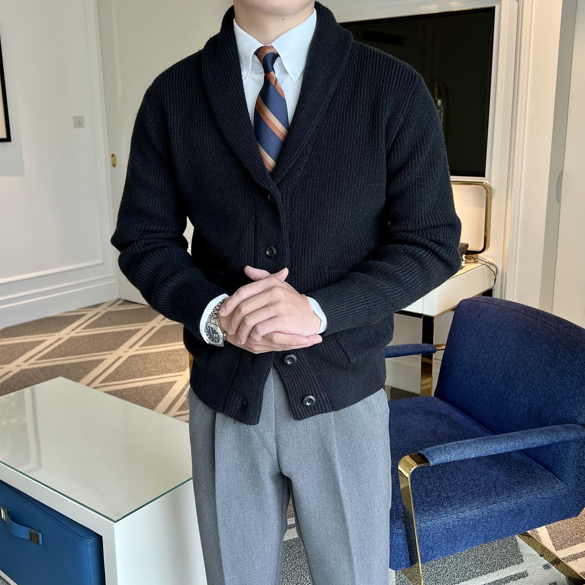Riccardo | Cardigan uomo collo sciallato elegante
