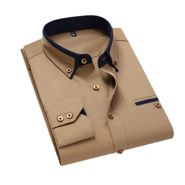 Camicia Uomo Maniche Lunghe Elegante Casual