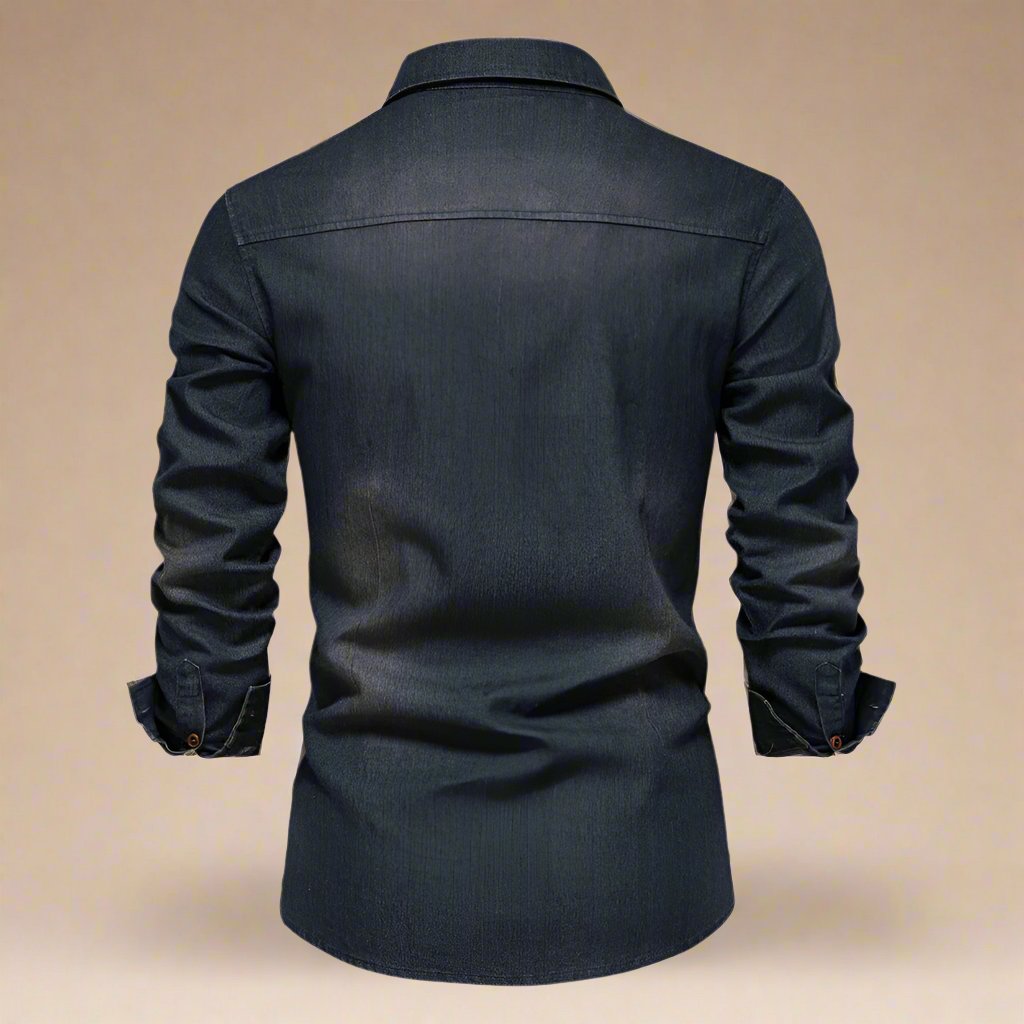 Camicia in Denim | Elegante Camicia in Denim Stretch  con Maniche Lunghe