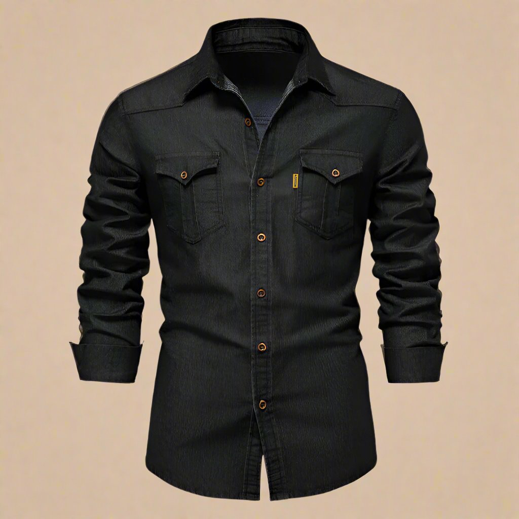 Camicia in Denim | Elegante Camicia in Denim Stretch  con Maniche Lunghe