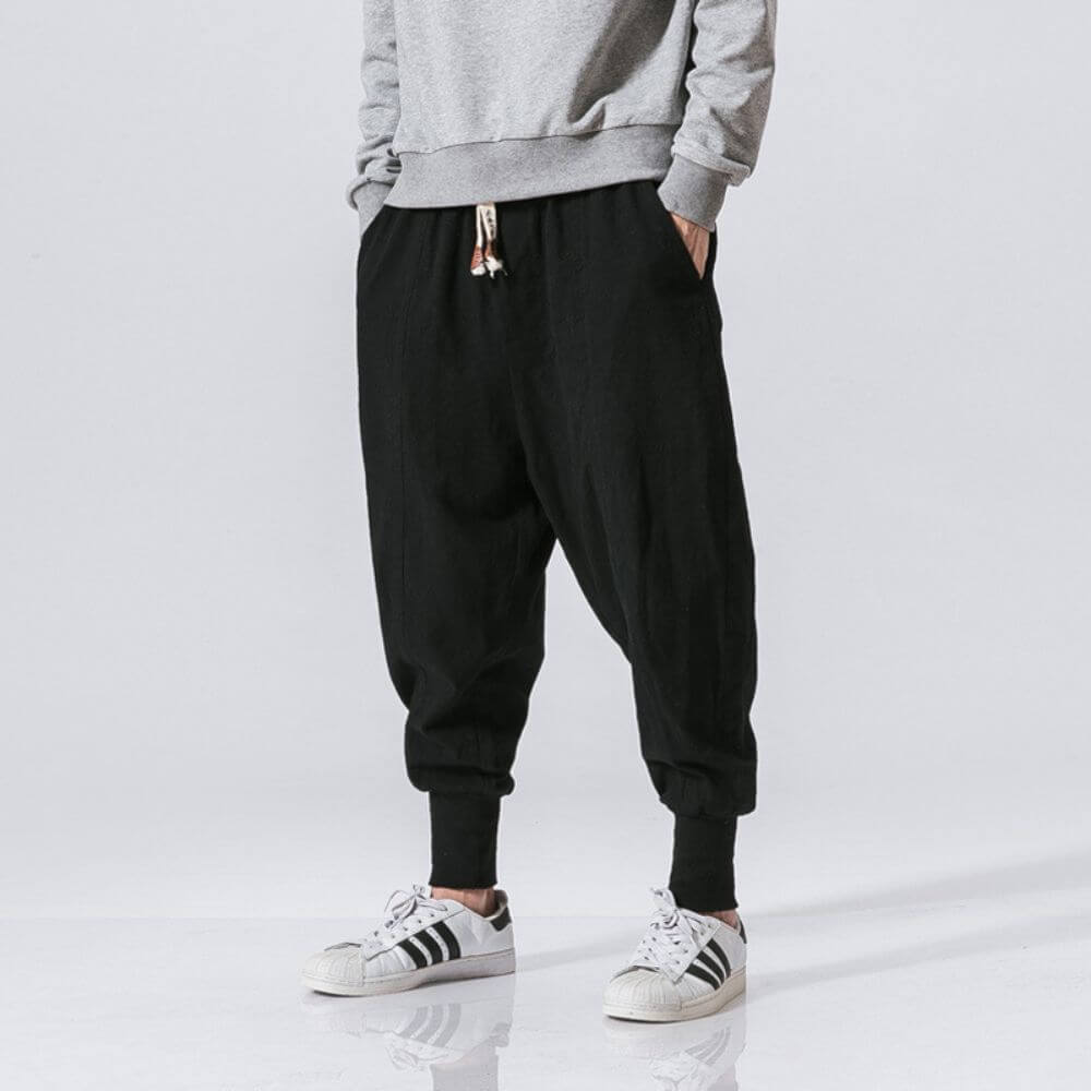 Pantaloni Harem Comodi in Cotone Neri