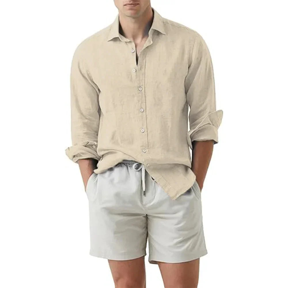 Camicia estiva da uomo in lino e cotone