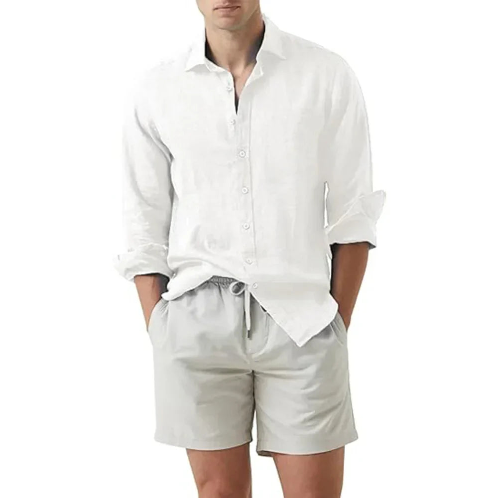 Camicia estiva da uomo in lino e cotone