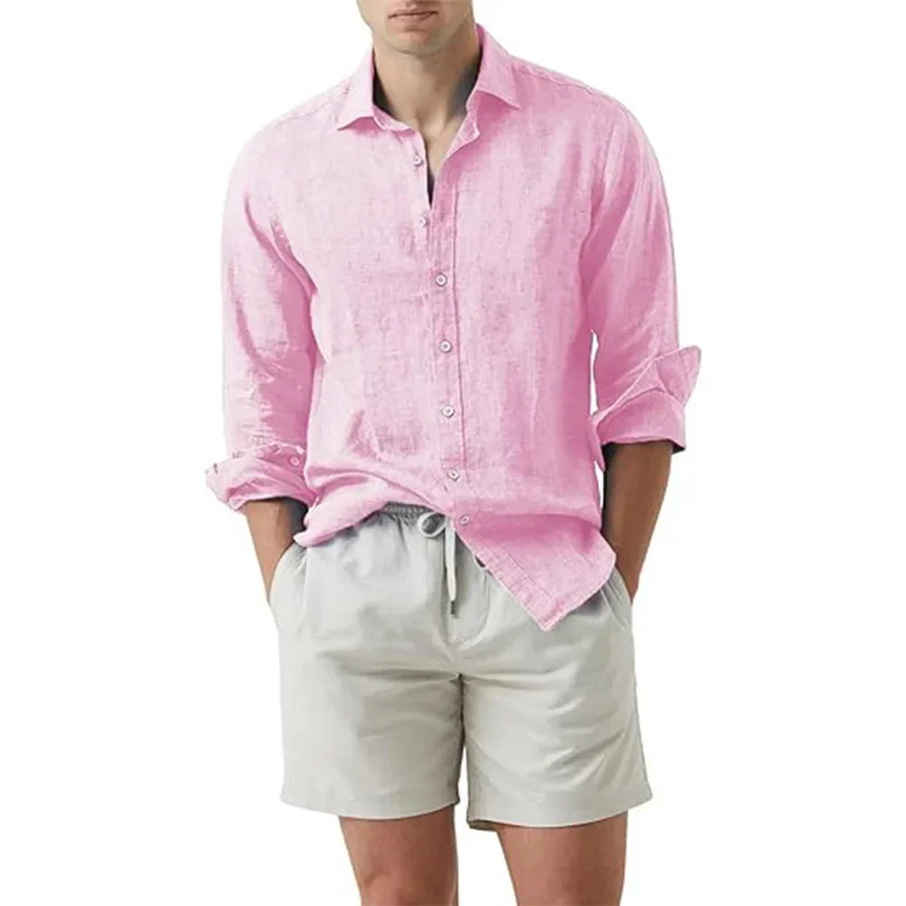 Camicia estiva da uomo in lino e cotone
