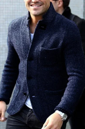 Giorgio | Cardigan retrò grigio uomo elegante