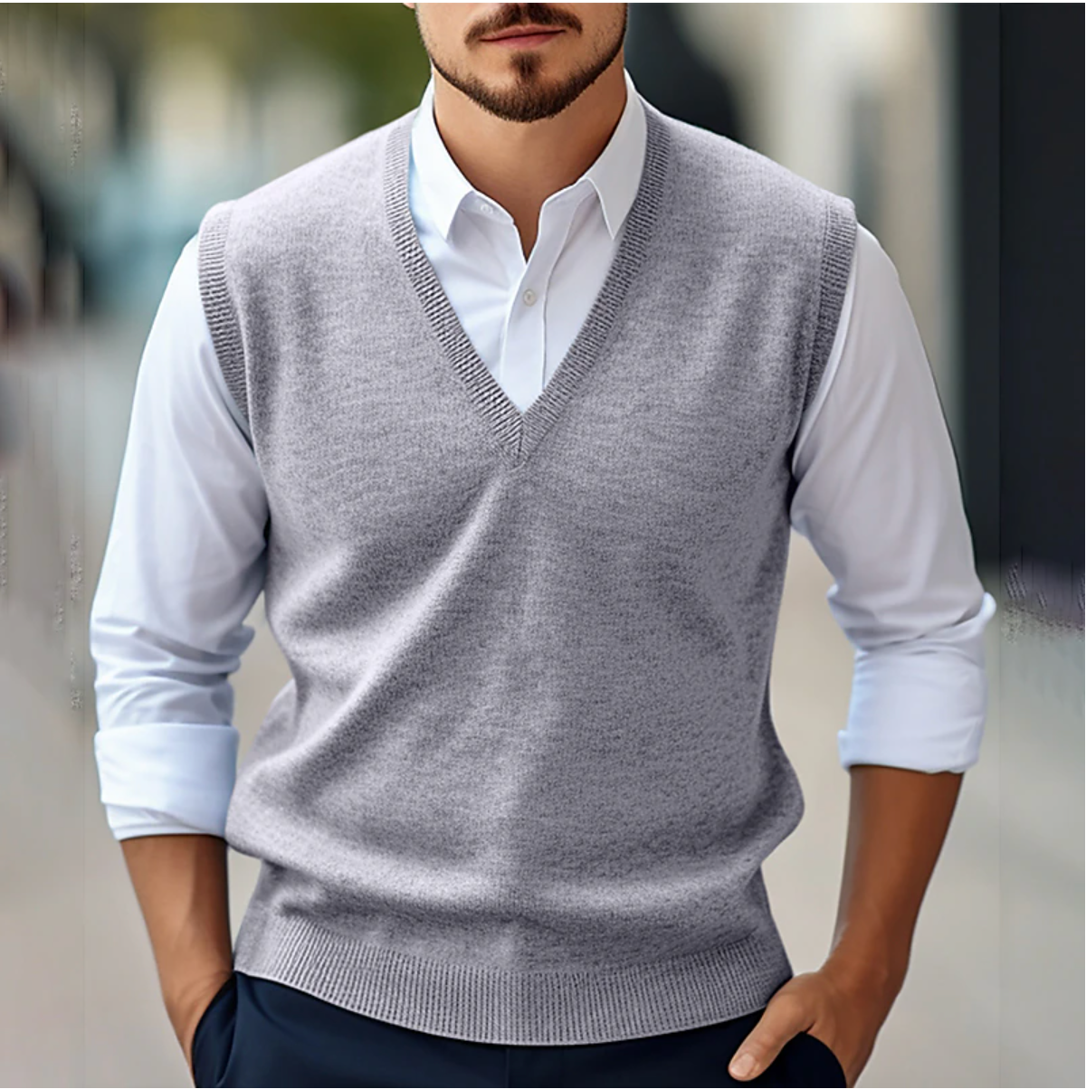 Maglione Senza Maniche con Collo a V