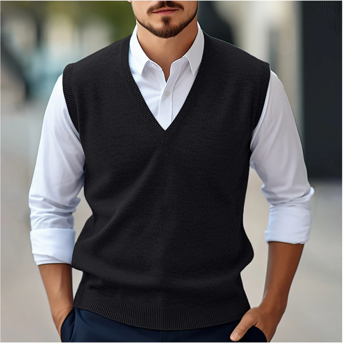 Maglione Senza Maniche con Collo a V