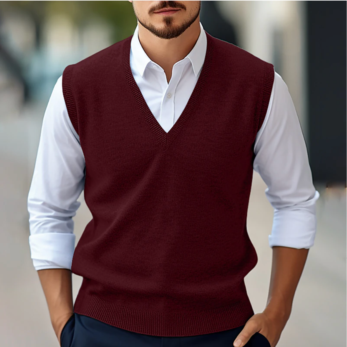 Maglione Senza Maniche con Collo a V