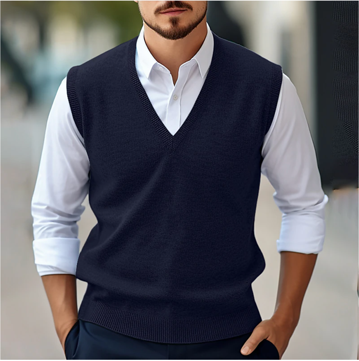 Maglione Senza Maniche con Collo a V