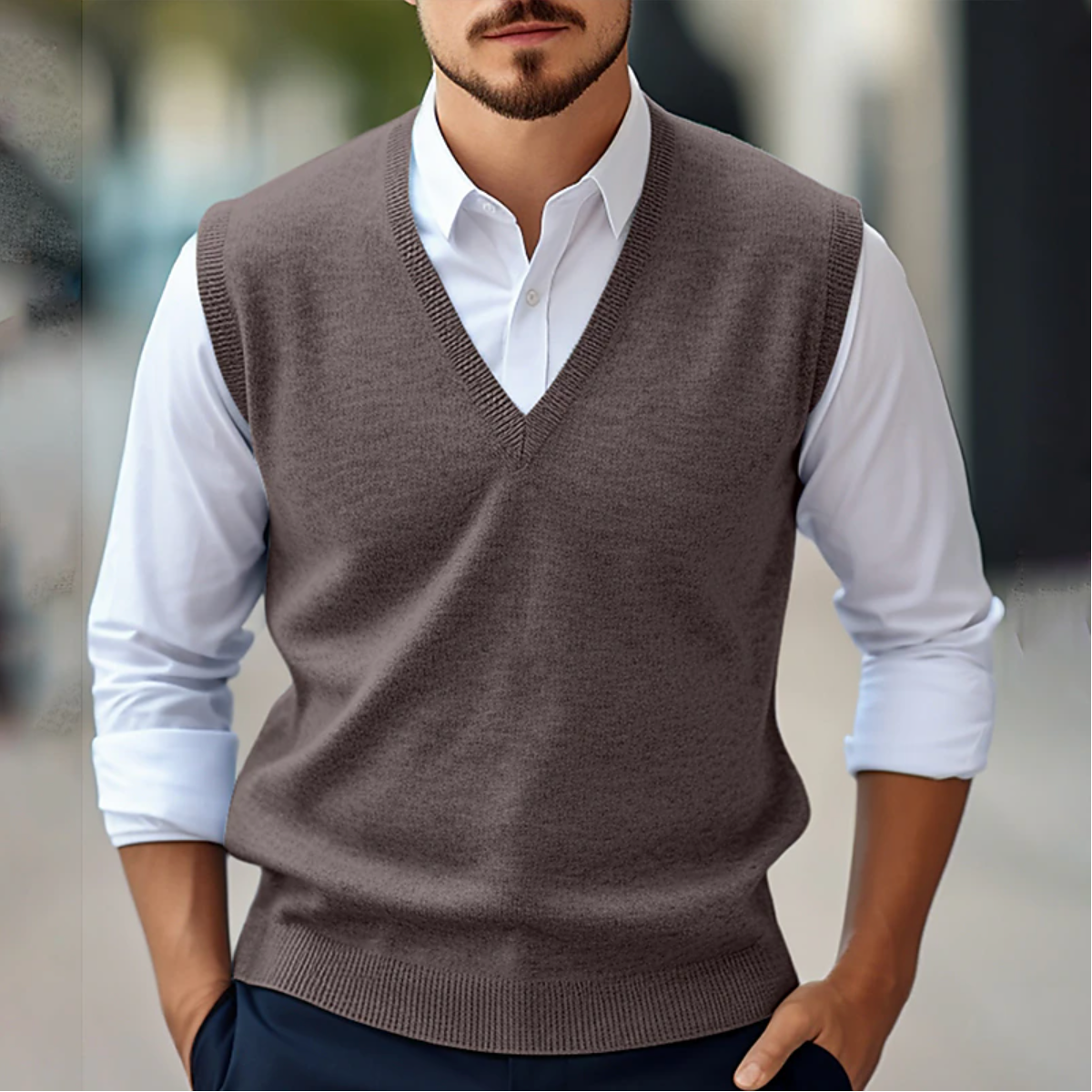 Maglione Senza Maniche con Collo a V