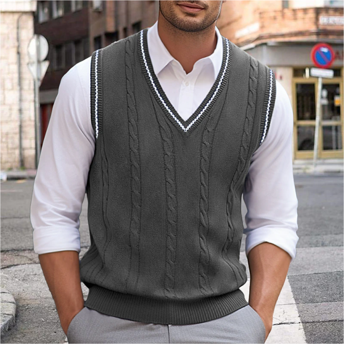 Maglione Senza Maniche con Collo a V