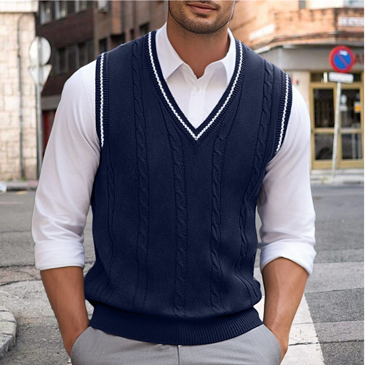 Maglione Senza Maniche con Collo a V