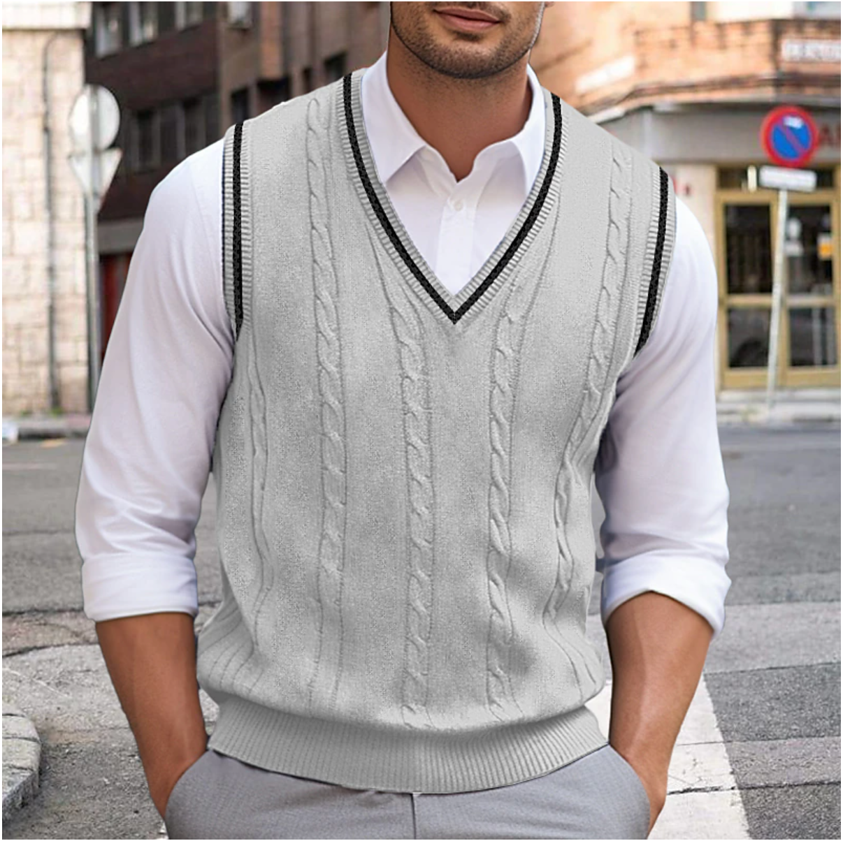 Maglione Senza Maniche con Collo a V