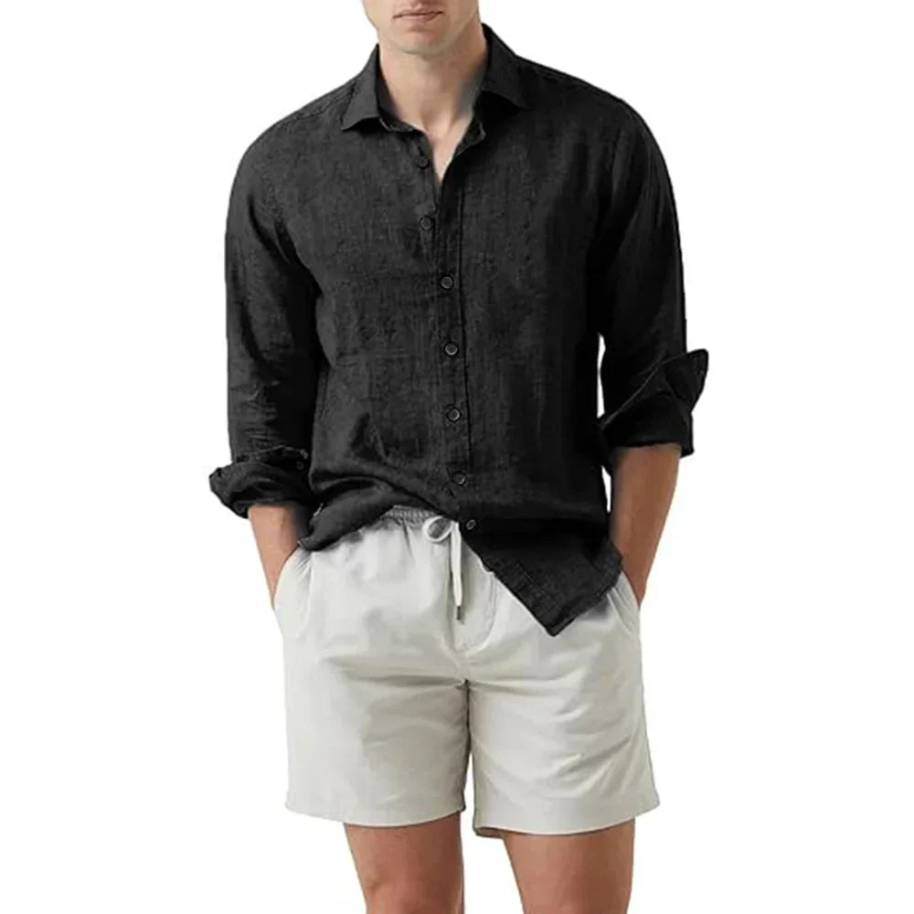 Camicia estiva da uomo in lino e cotone