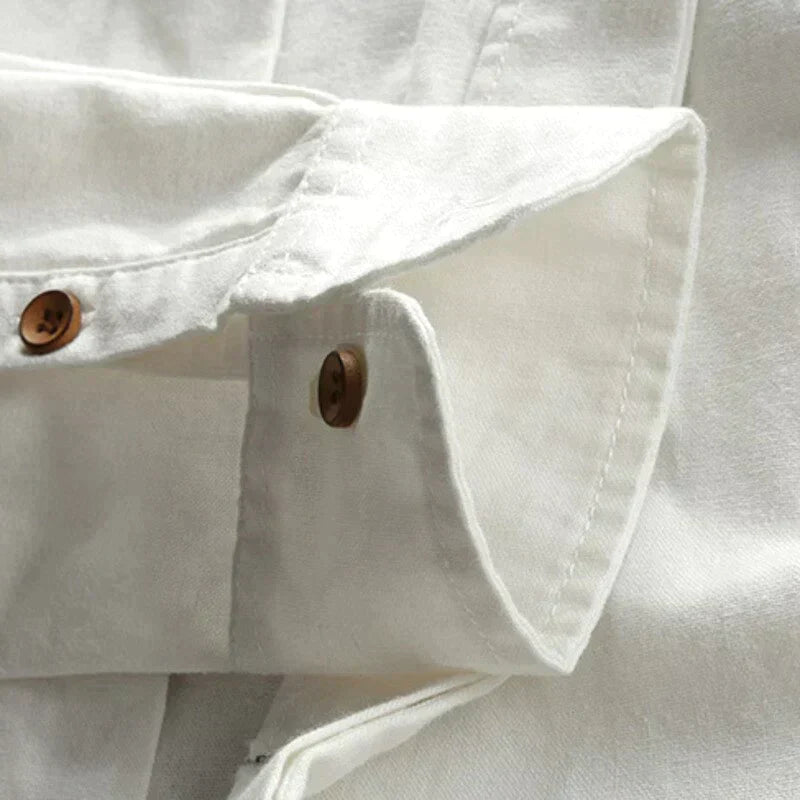 Camicia Slim Fit con Collo alla Francese e Maniche Lunghe