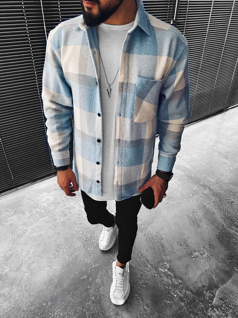 Camicia di Sovrapposizione | Motivo a Quadri | A Bottoni | Giacca Camicia | Abbigliamento
