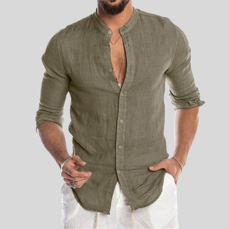 Camicia Lino Leggera Manica Lunga Casual