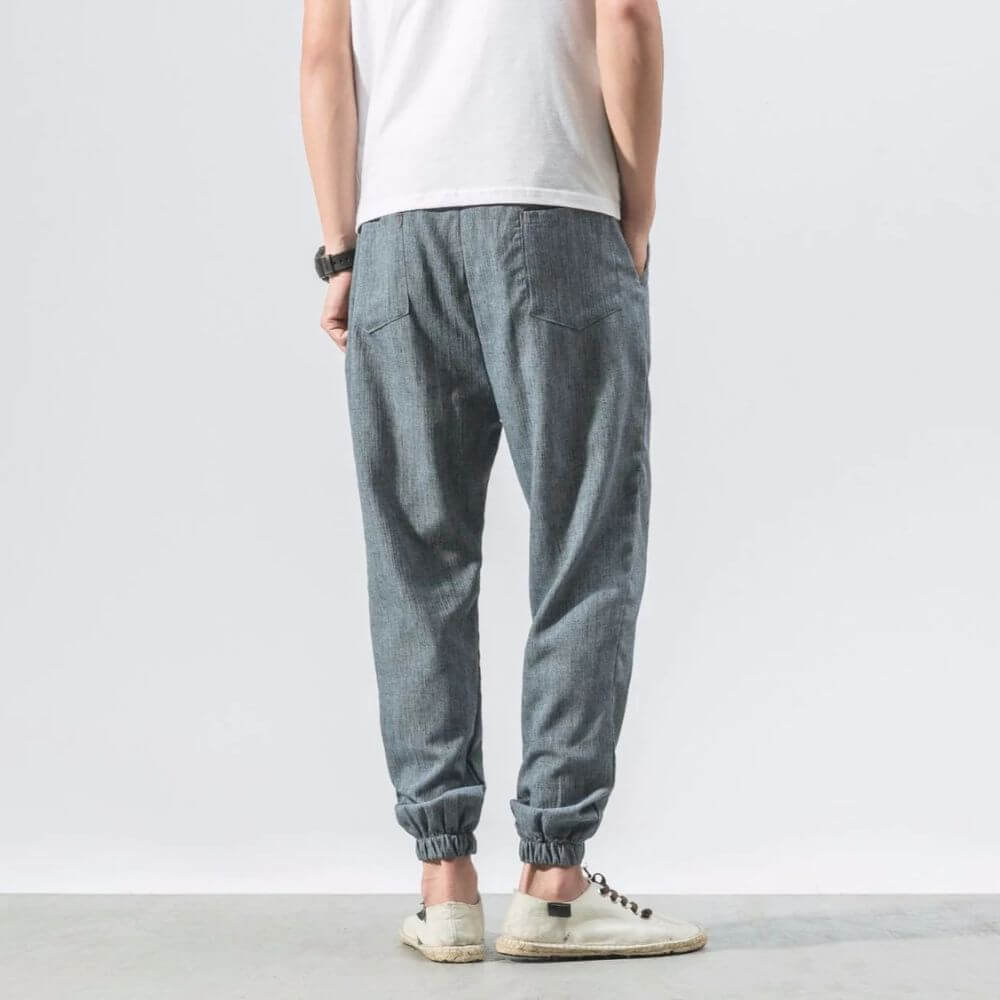 Pantaloni Comodi Cotone Lino Khaki