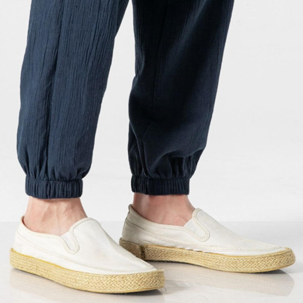 Pantaloni Comodi Cotone Lino Khaki