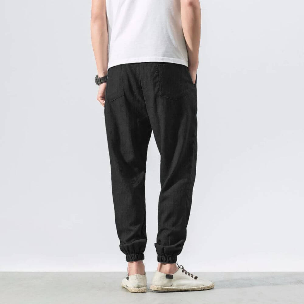 Pantaloni Comodi Beige in Cotone e Lino