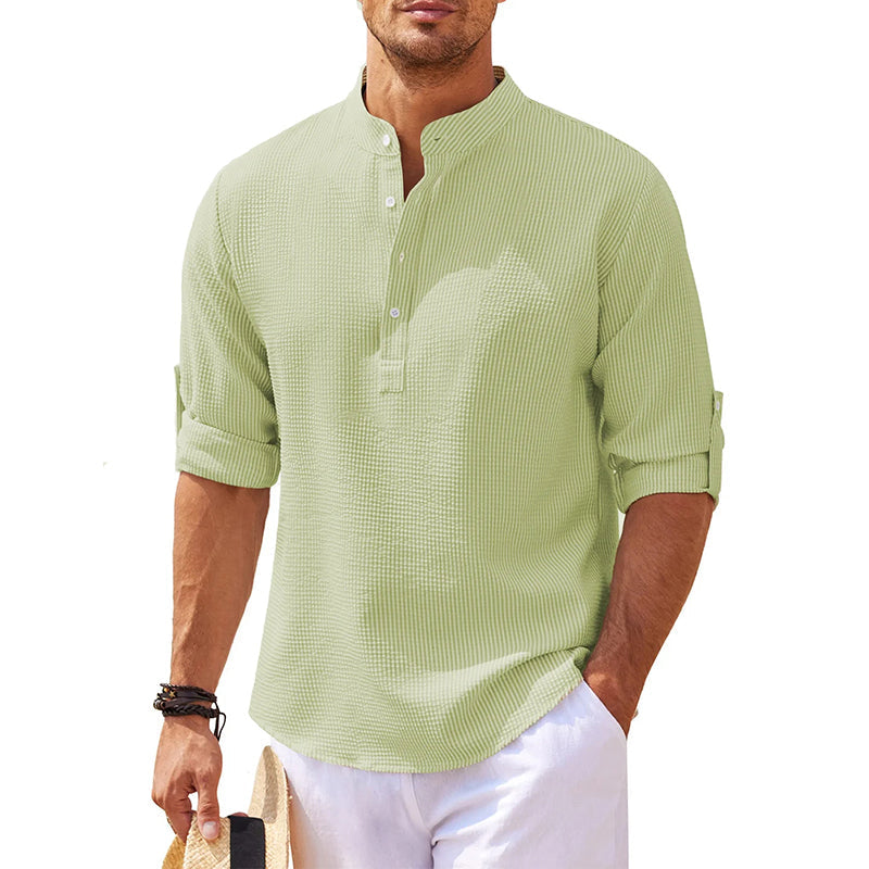 Camicia in Lino Henley a Maniche Lunghe